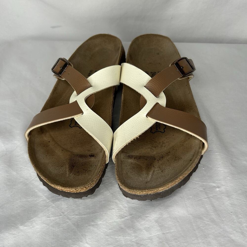 Birkenstock Birkis Birko Sylt Two Tone Brown White Sandals Comfort Size 37